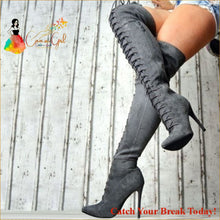 Load image into Gallery viewer, Catch A Break Ladies Knee High Boots - gray / 43 - Shoes