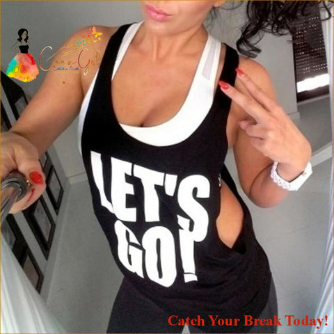 Catch A Break Let’s Go Workout yoga Top - Black / XL - 