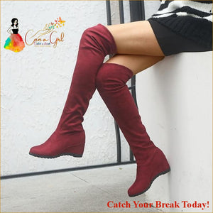 Catch A Break Long Autumn Winter Boots Shoes - Wine Red / 41