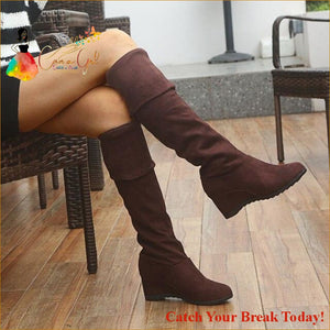 Catch A Break Long Autumn Winter Boots Shoes - brown / 43