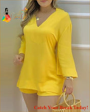 Load image into Gallery viewer, Catch A Break Loose Top &amp; Shorts Set - Yellow / S - Clothing