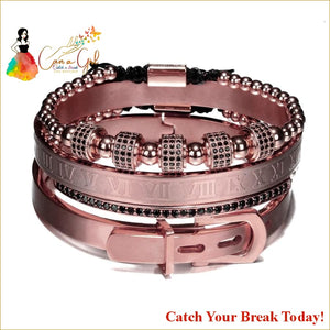 Catch A Break Luxury Roman Titanium Stainless Steel Bangle -
