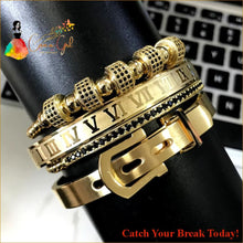 Load image into Gallery viewer, Catch A Break Luxury Roman Titanium Stainless Steel Bangle -