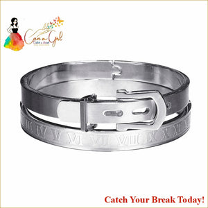 Catch A Break Luxury Roman Titanium Stainless Steel Bangle -