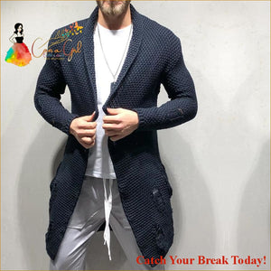 Catch A Break Men Long Style Sweater - Navy Blue / M - 