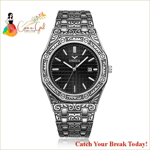 Catch A Break Men Waterproof Steel Band Wristwatch - ON3812 