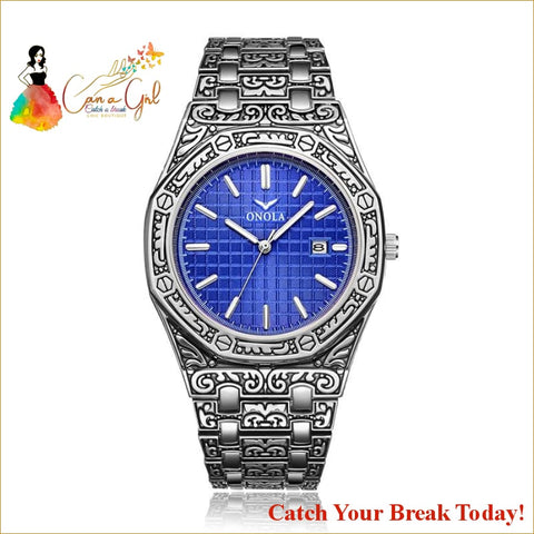 Catch A Break Men Waterproof Steel Band Wristwatch - ON3812 