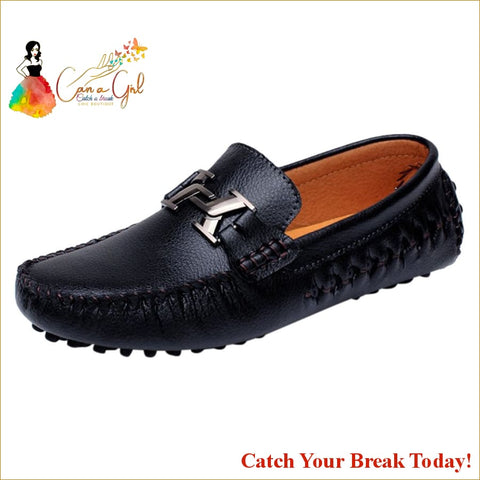 Catch A Break Men’s Leather Loafers Slip-on Flats - Black / 