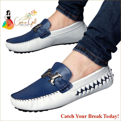 Catch A Break Men’s Leather Loafers Slip-on Flats - shoes