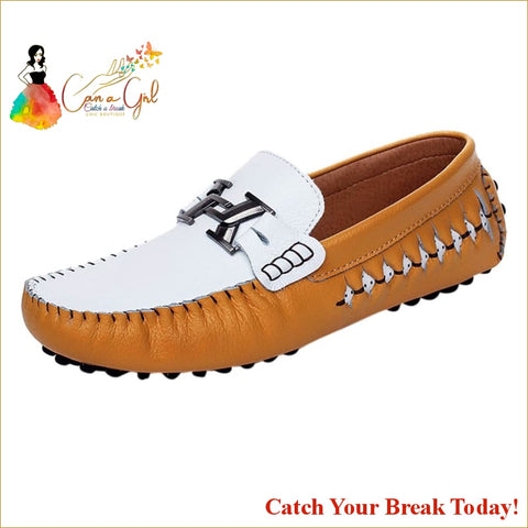 Catch A Break Men’s Leather Loafers Slip-on Flats - White / 