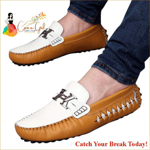 Catch A Break Men’s Leather Loafers Slip-on Flats - shoes