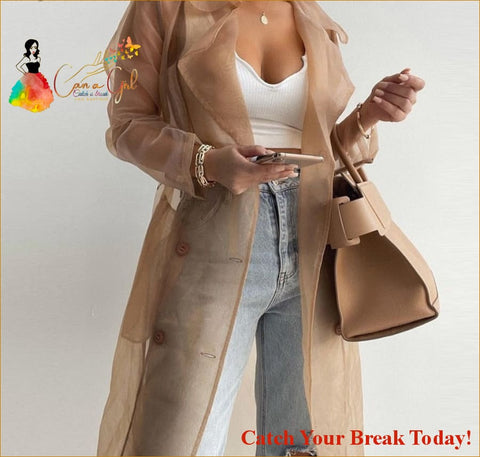 Catch A Break Mesh Sash Coat with Belt - coat