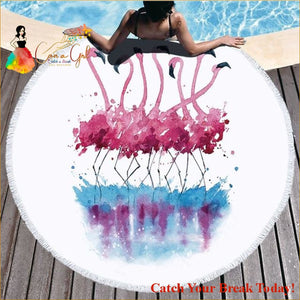 Catch A Break Microfiber Flamingo Large Beach Towel - Blue /