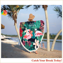 Load image into Gallery viewer, Catch A Break Microfiber Flamingo Large Beach Towel - 