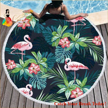 Load image into Gallery viewer, Catch A Break Microfiber Flamingo Large Beach Towel - Green 