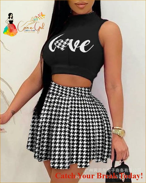 2021 Casual Wear Women’s Sleeveless Short Top and Mini Skirt