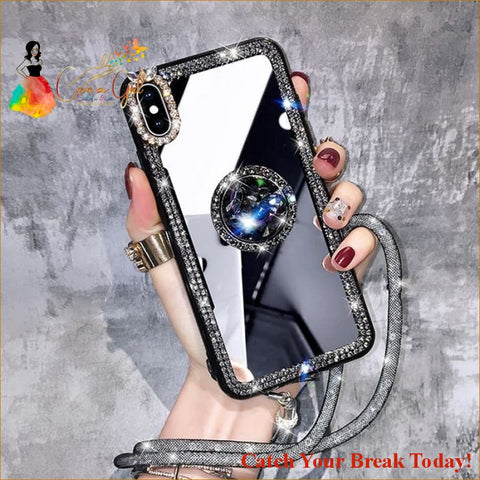 Catch A Break Mirror Rhinestone Case For iPhone X XR Xs Max 