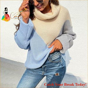 Catch A Break Patchwork Sweater - L / Blue - Sweaters & 