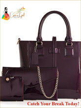 Load image into Gallery viewer, Catch A Break Patent 3 Pcs Purse Set Black / Red / Purple / 
