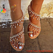 Load image into Gallery viewer, Catch A Break Pearl Summer Sandals - Brown / 5 - shoes