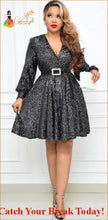 Load image into Gallery viewer, Catch A Break Plus Size V-Neck Mini Dress - black / XXXL / 