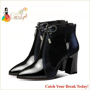 Catch A Break Pointed Toe Faux Leather Ankle Boot - 2 blue /