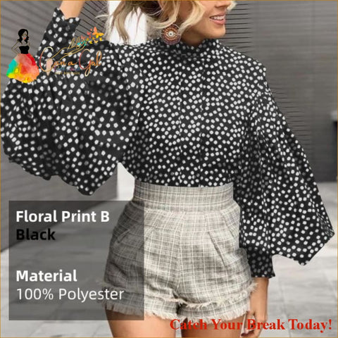 Catch A Break Print Lantern Sleeve Blouse - 4XL / Floral 