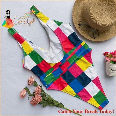 Catch A Break Rainbow Triangle Cheeky One-piece Swimwear - 