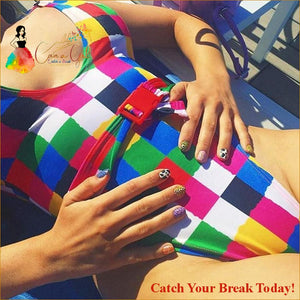 Catch A Break Rainbow Triangle Cheeky One-piece Swimwear - 