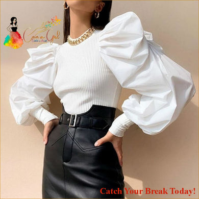 Catch A Break Retro Puff Sleeve Blouse - Clothing