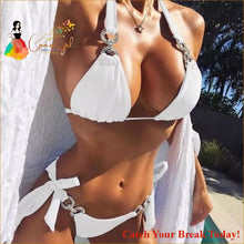 Load image into Gallery viewer, Catch A Break Rhinestone Bikini Beach Wear - White / S - 