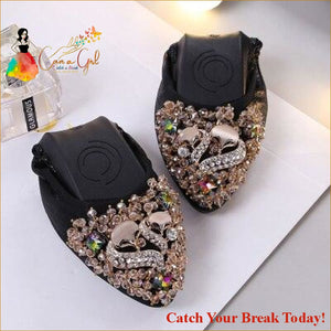Catch A Break Rhinestone Foldable Loafers - Black / 5 - 