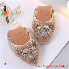 Load image into Gallery viewer, Catch A Break Rhinestone Foldable Loafers - Gold / 3 - Shoes