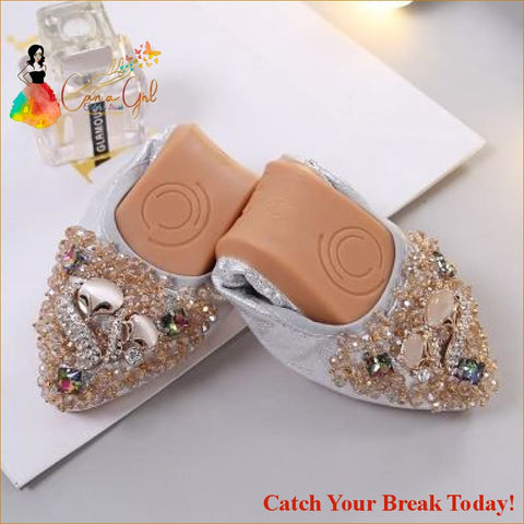 Catch A Break Rhinestone Foldable Loafers - Silver / 6 - 