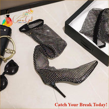 Load image into Gallery viewer, Catch A Break Rhinestone Mesh Sandals - Shoes