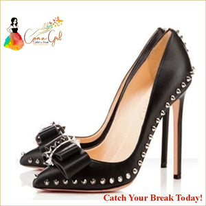 Catch A Break Rivets Studs Bowtie Pumps - 8 cm / 10 - Shoes