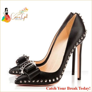 Catch A Break Rivets Studs Bowtie Pumps - Shoes