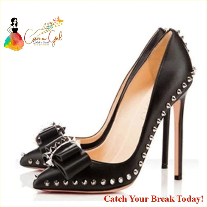 Catch A Break Rivets Studs Bowtie Pumps - 12 cm / 10 - Shoes