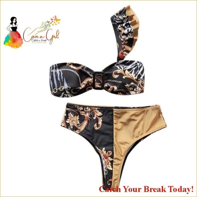 Catch A Break Ruffle Bikini Floral Swimsuit - As photo shows