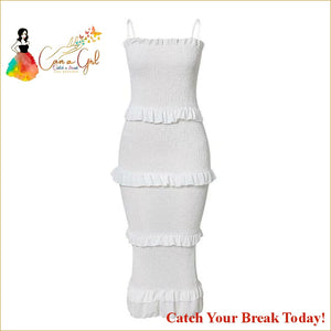 Catch A Break Ruffles Plus Size Natural Solid Dress - White 