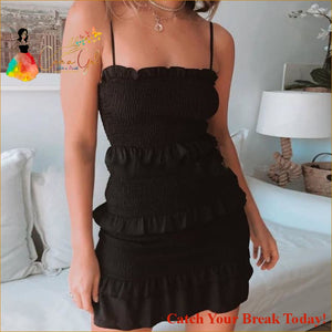 Catch A Break Ruffles Plus Size Natural Solid Dress - Black 