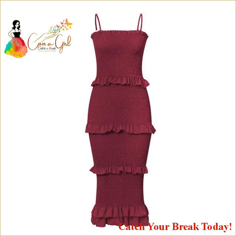Catch A Break Ruffles Plus Size Natural Solid Dress - Red / 