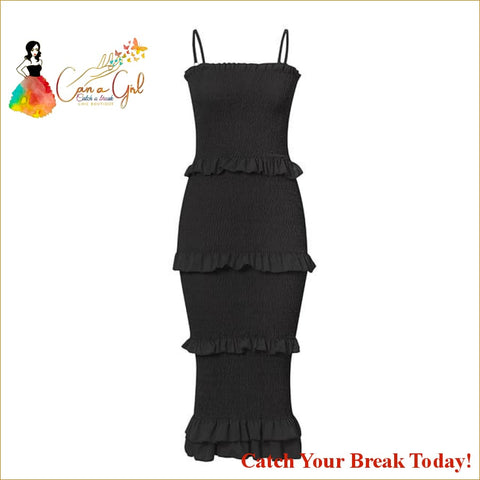 Catch A Break Ruffles Plus Size Natural Solid Dress - Black 