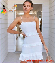 Load image into Gallery viewer, Catch A Break Ruffles Plus Size Natural Solid Dress - White 