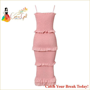 Catch A Break Ruffles Plus Size Natural Solid Dress - Pink /