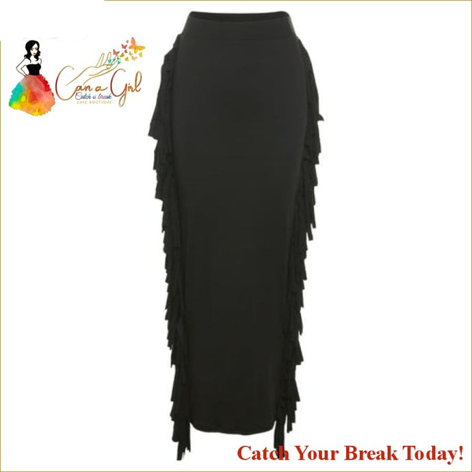 Catch A Break Shuffle Me Tassel Skirt - L / black - Bottoms