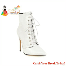 Load image into Gallery viewer, Catch A Break Snake Skin Lace Up Boots - white / 5.5 - Shoes
