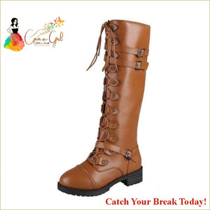 Catch A Break Square Heel Rubber Flock Boots - brown / 36 - 