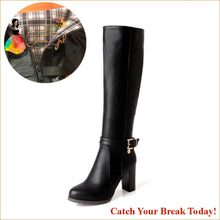 Load image into Gallery viewer, Catch A Break Square Heels Round Toe Knee-High Boots - black