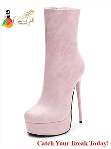 Catch A Break Stiletto Heel Mid-Calf - Pink / US6 / EU36 / 